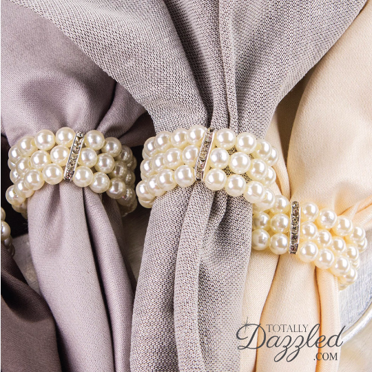 Pearl Wedding Napkin Ring 10 Pack - Totally Dazzled